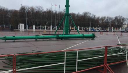 Праздник к нам приходит. В Гомеле на площади Ленина приступили к монтажу новогодней ёлки