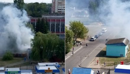 Всё в дыму. В центре Светлогорска произошёл пожар