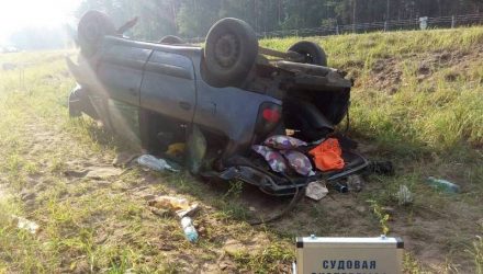 На гомельской трассе перевернулись белорусы, которые ехали с моря в Украине – пострадали дети