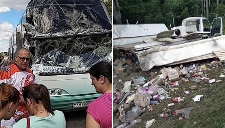Снова. Туристический автобус, который ехал в Одессу через Гомель, столкнулся с грузовиком