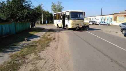 В Петрикове мотоциклист не уступил дорогу автобусу и погиб на месте