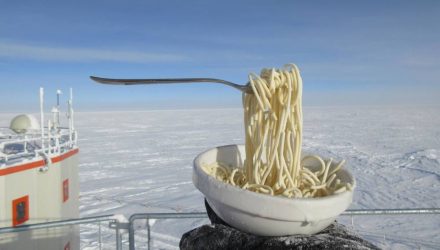 Фотофакт: лапша, оставленная на антарктической станции при -60℃