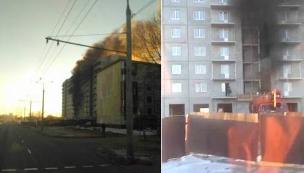 В Гомеле на Барыкина в строящейся многоэтажке загорелся пенопласт, а на Сухого горит балкон