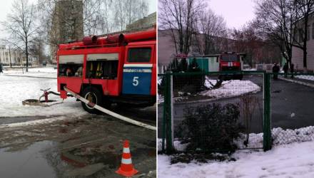 На территории гимназии № 14 в Гомеле много пожарных авто и спасателей. Что случилось?