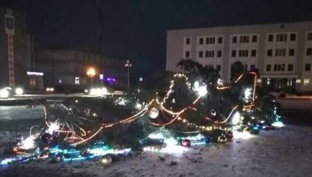 В Червене на площади рухнула главная новогодняя ёлка – видео