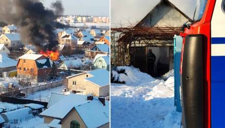 В Гомеле горел гараж. Прохожие наблюдали огромный столб дыма и слышали взрывы