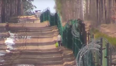Опубликовано видео "прогулки" украинки с сумками вдоль границы с Гомельской областью