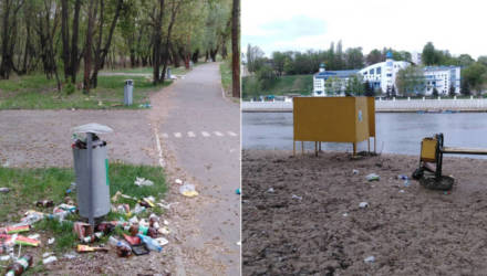 Турист из Парижа приехал в Гомель и неприятно удивился количеством мусора на набережной