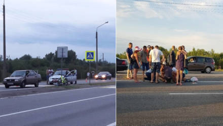 Фотофакт: в Гомеле на объездной дороге автомобиль сбил велосипедистку – с травмами её доставили в больницу