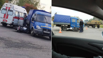 "Из шлема вытекала кровь". В Речице мотоциклистка попала в страшное ДТП, за её жизнь борются врачи