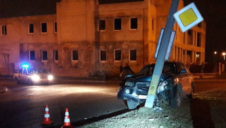 В Гомеле пьяная женщина совершила ДТП и пыталась скрыться, но путь ей преградил столб