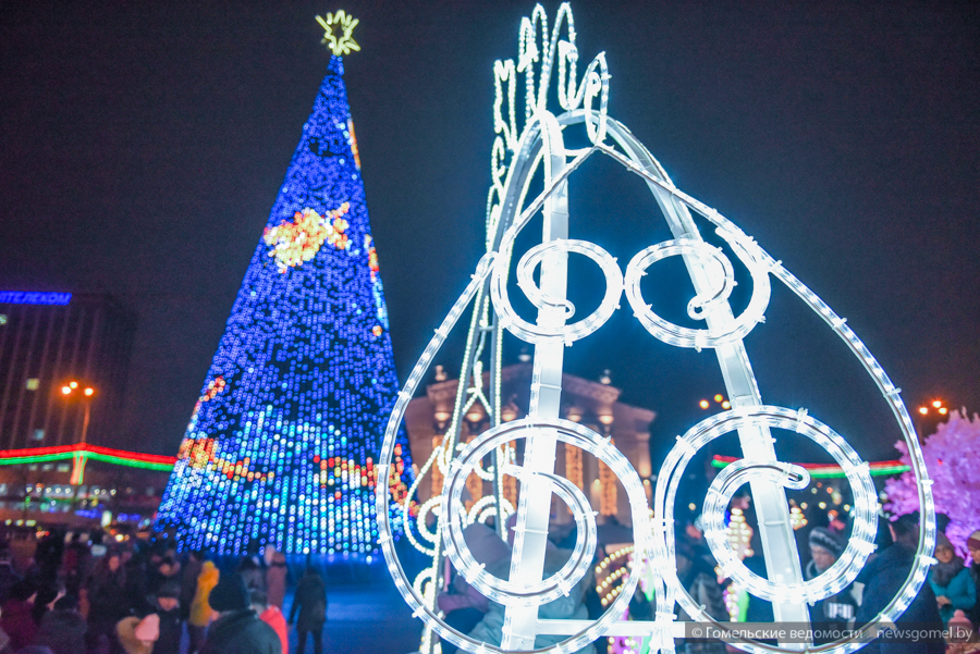 В Гомеле торжественно зажгли главную новогоднюю ель-красавицу