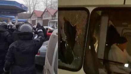 В Украине закидали камнями автобусы с эвакуированными из Китая