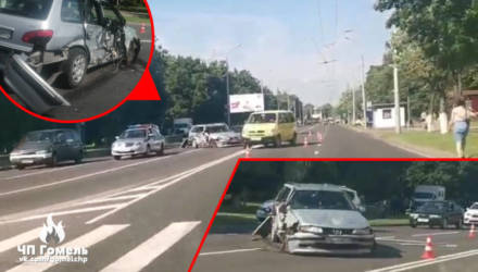 В Гомеле бабушка спешила на троллейбус и перебежала дорогу в неположенном месте: чуть не убилась сама, водитель разбил голову