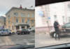 Две полосы и стрелочки: в Гомеле два автомобиля "Яндекс.Go" не поделили "кольцо"