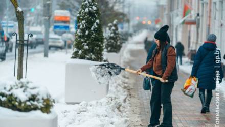 Тонны соли, сотни лопат: на улицах Гомеля продолжается уборка снега