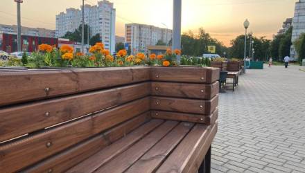 В Советском районе Гомеля — не только скамейки-диваны: заглянули в сквер, где идёт благоустройство