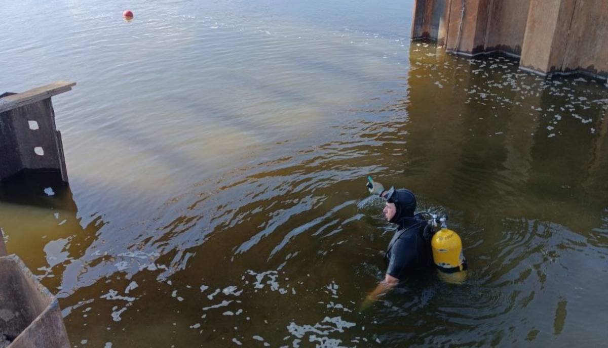 Водолазы обследуют дно перед строительством моста Ветка–Гомель