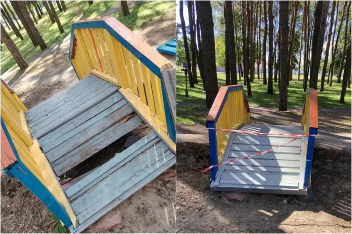 В Гомеле отремонтировали детскую площадку в парке Фестивальный мостик