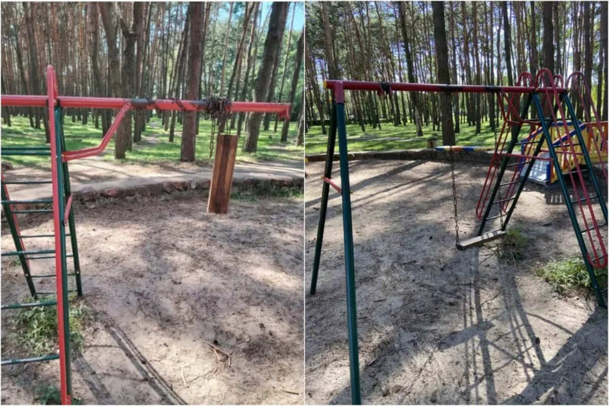В Гомеле отремонтировали детскую площадку в парке Фестивальный качели