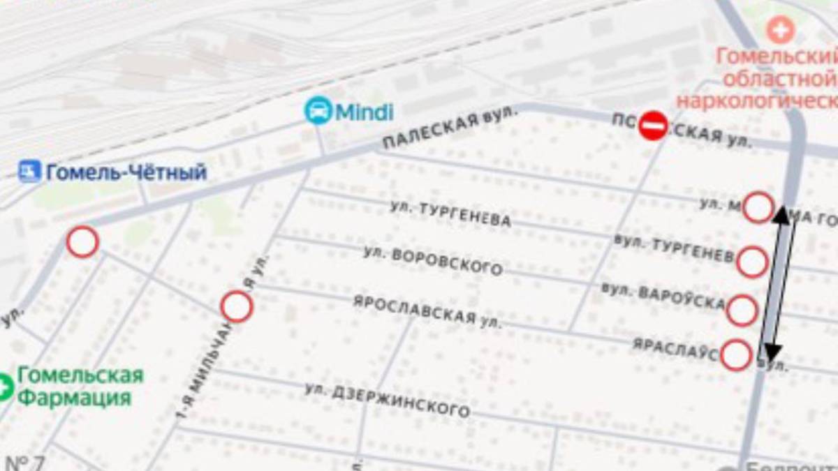 Схема объезда Полесской Гомель