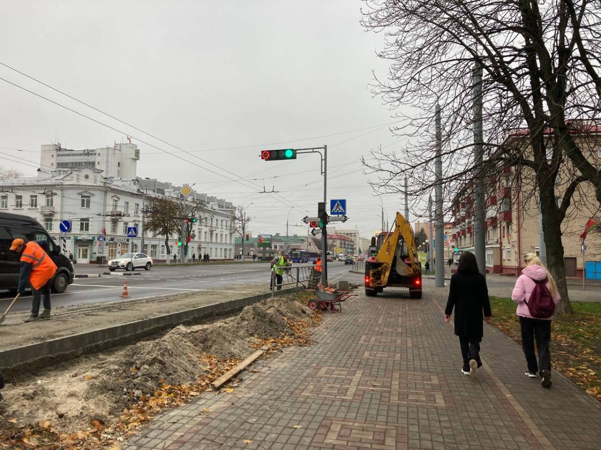 в Гомеле ремонтные работы на участке улицы Советской