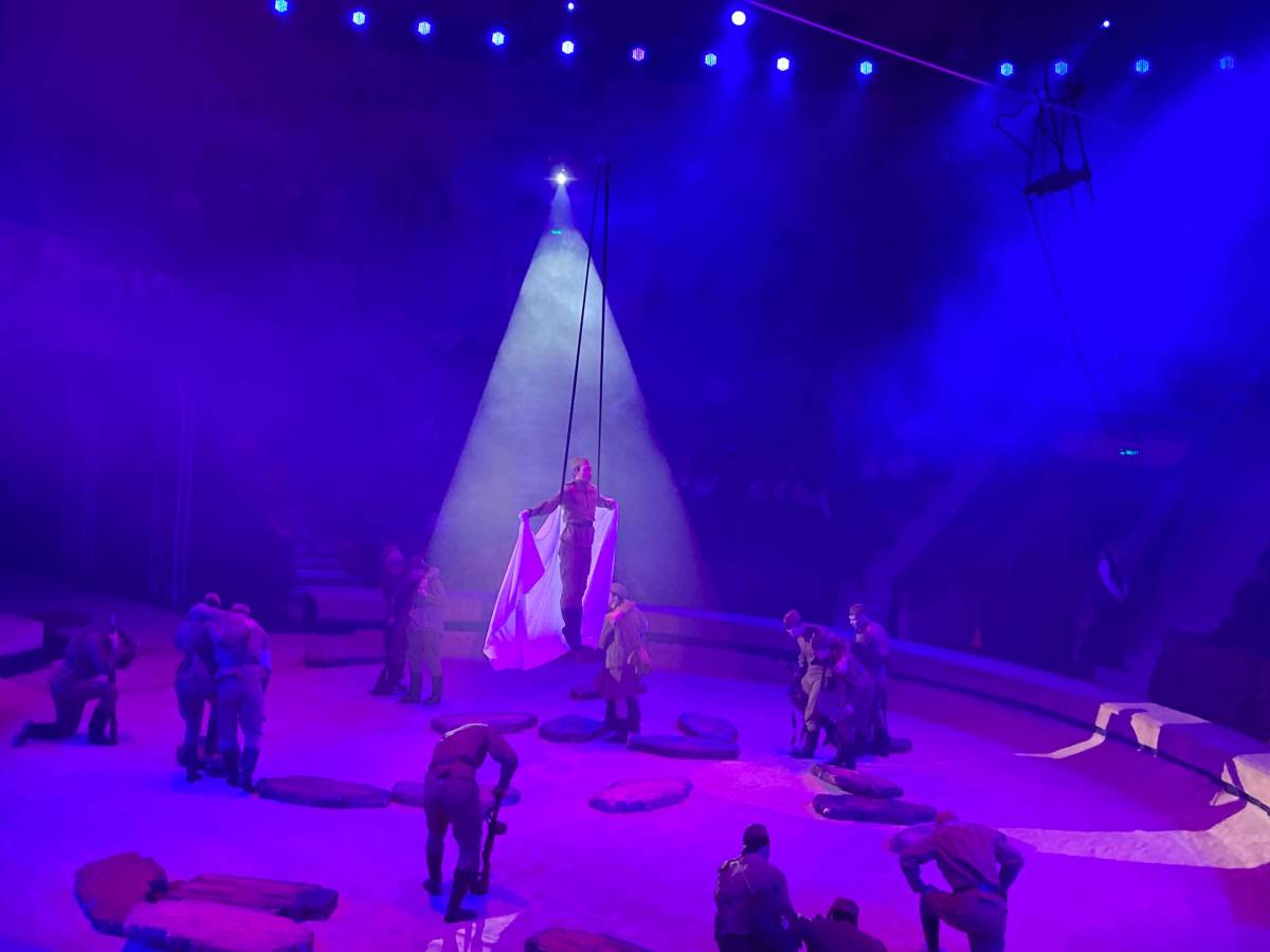 солдат на поле боя в цирке