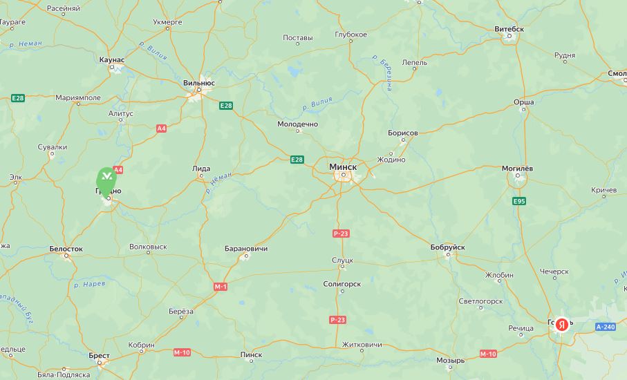 карта станций зарядки маланка