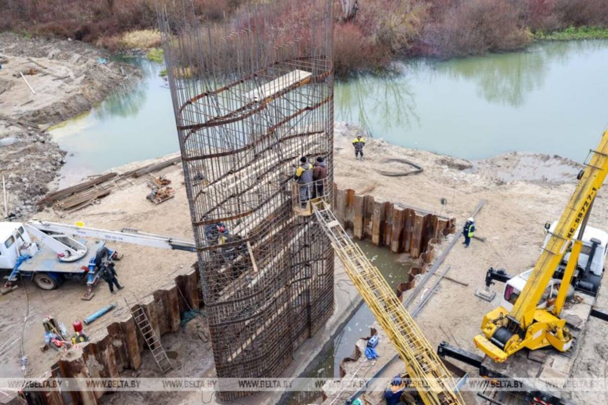 мост Ветка монтаж пролетных балок