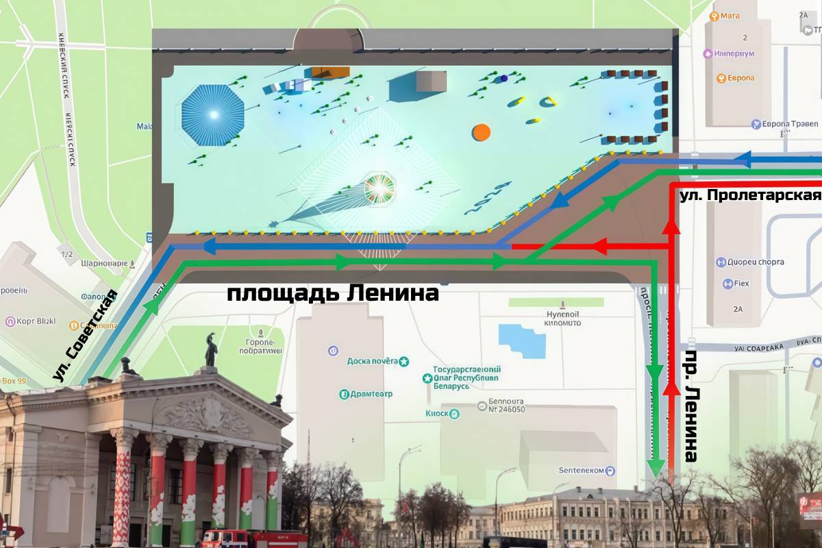 В Гомеле меняется схема движения на площади Ленина