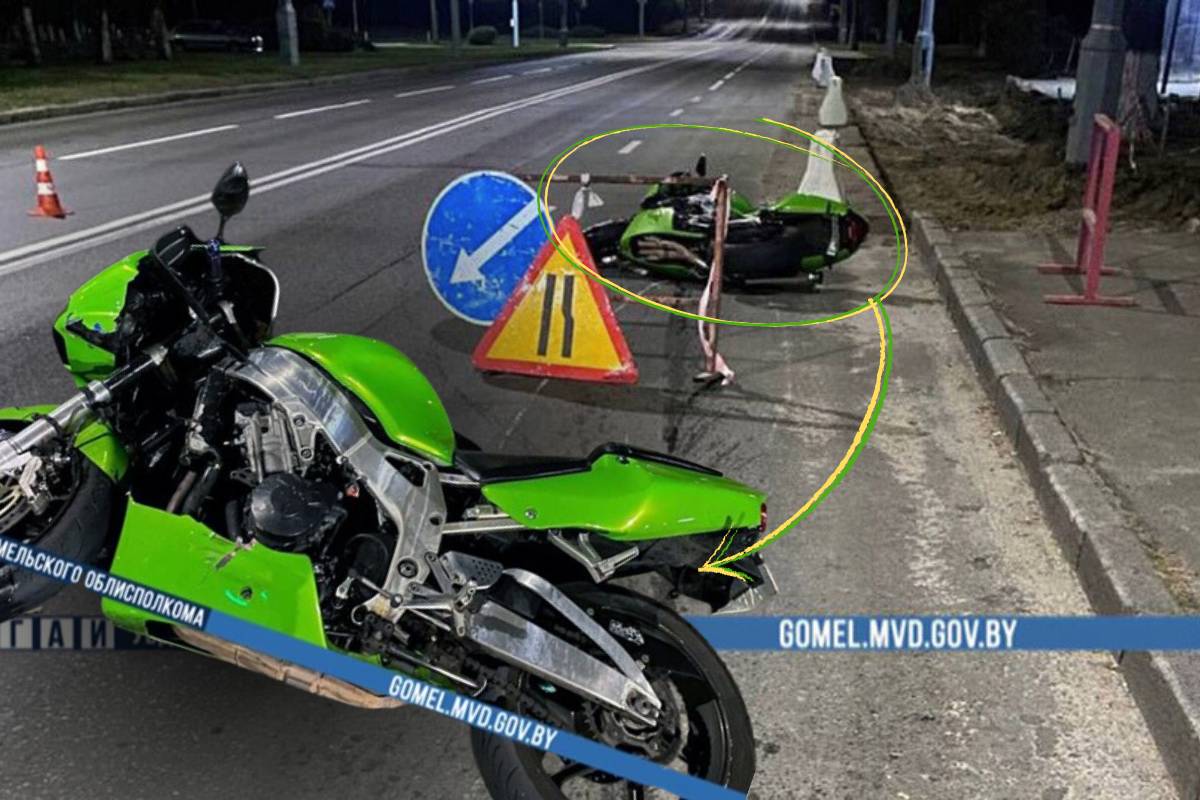 В Гомеле мотоциклистка на скорости 106 км/ч врезалась в другой байк