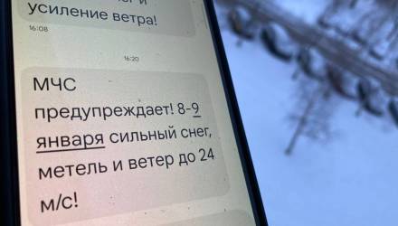 Снег и метели в Гомеле 8–9 января: объявлен оранжевый уровень