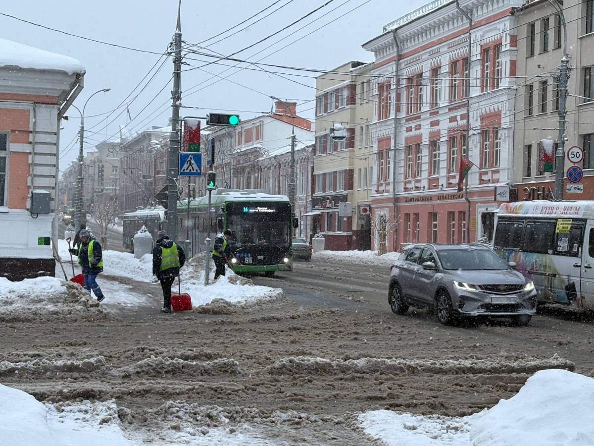 Центральные улицы Гомеля города превратились в снежное месиво