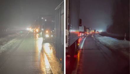 Фура вылетела на разделительную полосу: затор на трассе Минск–Гомель