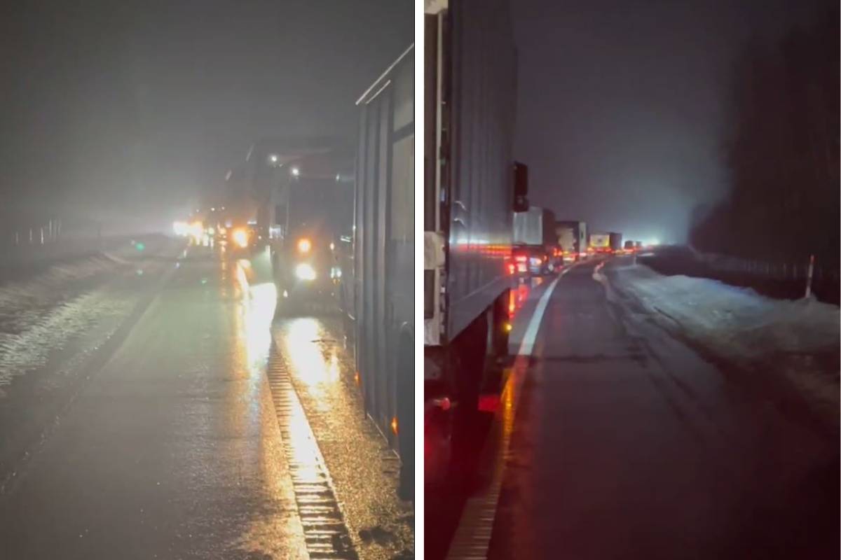 Фура вылетела на разделительную полосу: затор на трассе Минск–Гомель