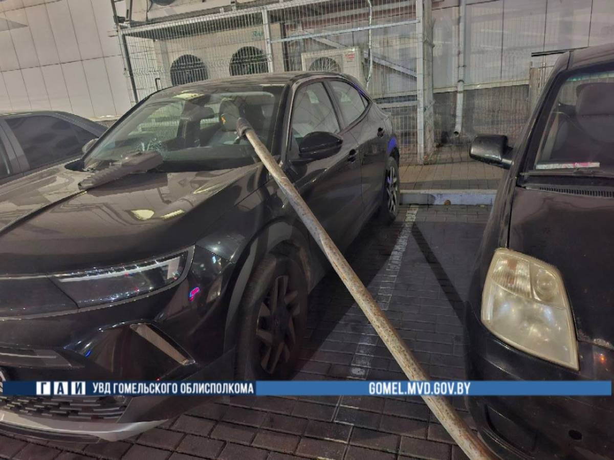 В Гомеле автобус без водителя покатился и врезался в осветительную опору
