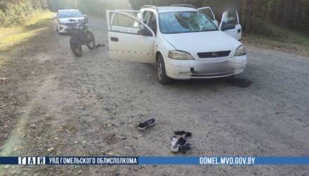В Светлогорском районе выехавший из леса мотоциклист столкнулся с Opel